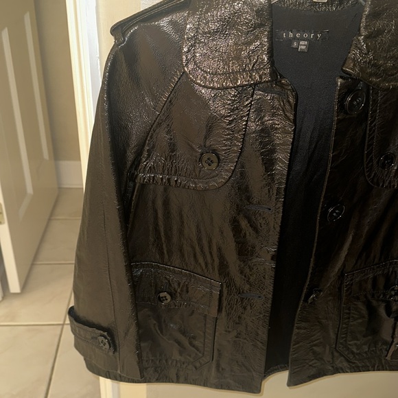 Theory Black patent leather jacket 
Perfect condition size small. Like new - Picture 2 of 5